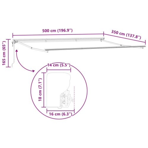  Elektromos Kihúzható Napernyő Világosszürke 5 × 3,5 m