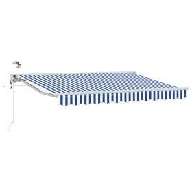  Elektromos Kihúzható Napernyő Kék és Fehér 3 x 2,5 m