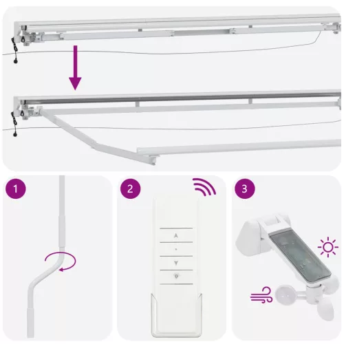  Elektromos Kihúzható Napernyő Sárga és Fehér 3,5 x 2,5 m
