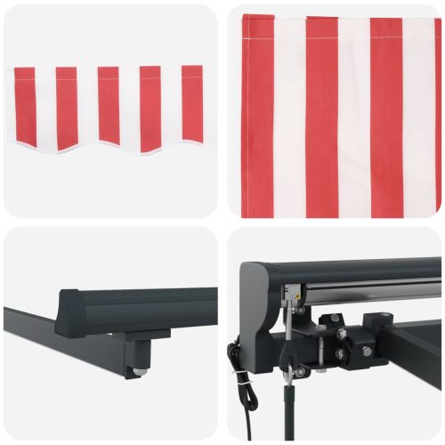  Elektromos Kihúzható Napernyő Piros és Fehér 2,5 x 2 m