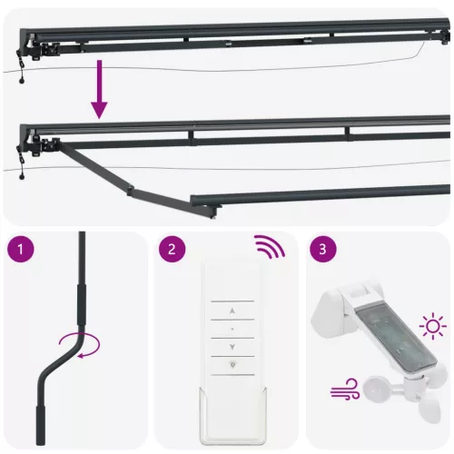  Elektromos Kihúzható Napernyő Krém 4 x 2 m