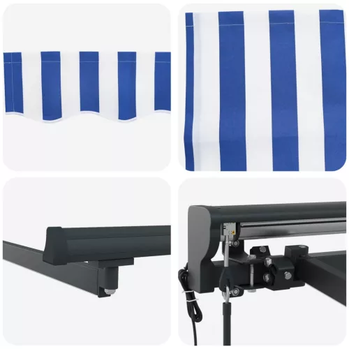  Elektromos Kihúzható Napernyő Kék és Fehér 3 x 2,5 m