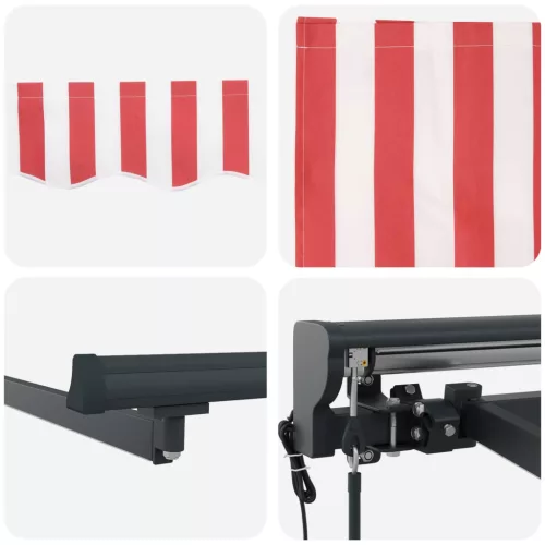  Elektromos Kihúzható Napernyő Piros és Fehér 5 x 3 m