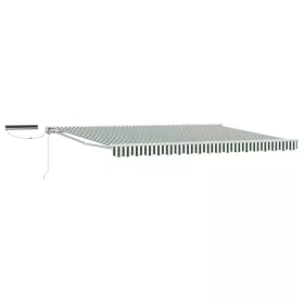  Elektromos Kihúzható Napernyő Zöld és Fehér 4 × 3 m