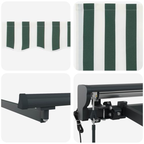  Elektromos Kihúzható Napernyő Zöld és Fehér 3,5 x 2 m