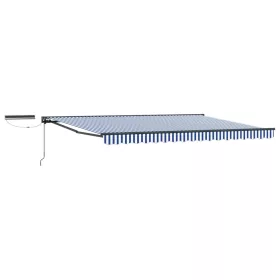  Elektromos Kihúzható Napernyő Kék és Fehér 5 x 3 m