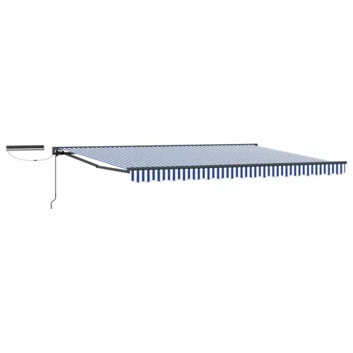  Elektromos Kihúzható Napernyő Kék és Fehér 5 x 3 m