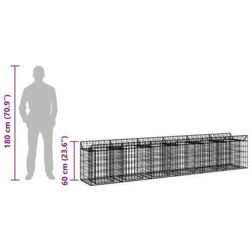  Gabion emelt ágy 2 pcs Ezüst 300 x 50 x 60 cm Horganyzott acél