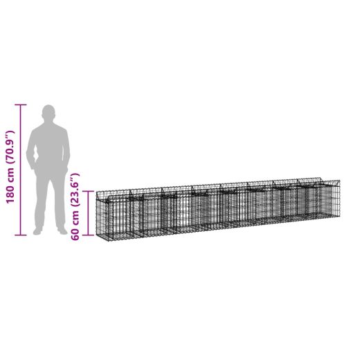  Gabion emelt ágy 2 pcs Ezüst 400 x 50 x 60 cm Horganyzott acél