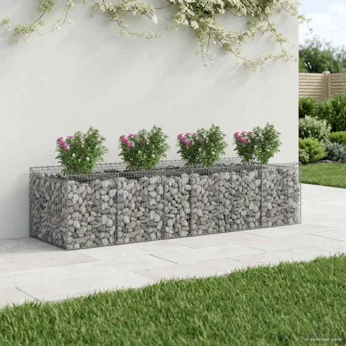  Gabion emelt ágy 3 pcs Ezüst