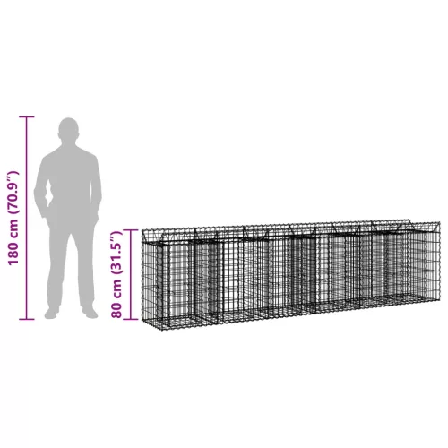  Gabion emelt ágy 2 pcs Ezüst 300 x 50 x 80 cm Horganyzott acél