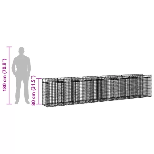  Gabion emelt ágy 3 pcs Ezüst 400 x 50 x 80 cm Horganyzott acél