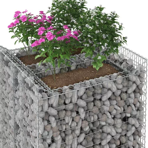  Gabion emelt ágy 2 pcs Ezüst