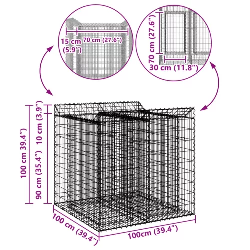  Gabion emelt ágy 2 pcs Ezüst