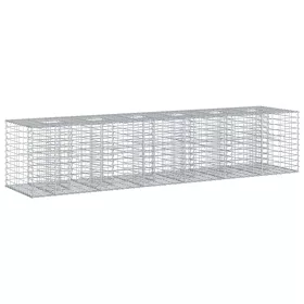    Gabion emelt ágy 2 pcs Ezüst 260 x 60 x 55 cm Horganyzott acél