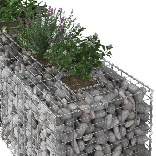  Gabion emelt ágy 2 pcs Ezüst 260 x 60 x 55 cm Horganyzott acél