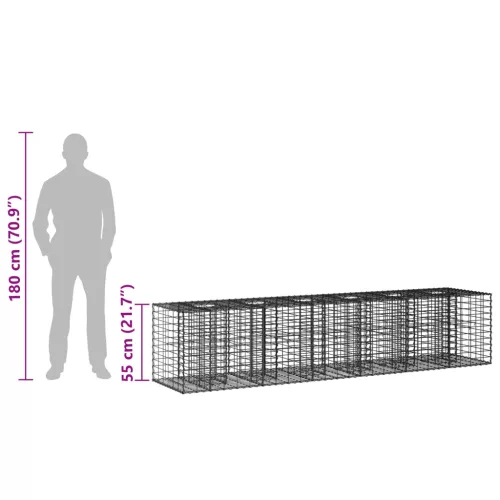  Gabion emelt ágy 2 pcs Ezüst 260 x 60 x 55 cm Horganyzott acél