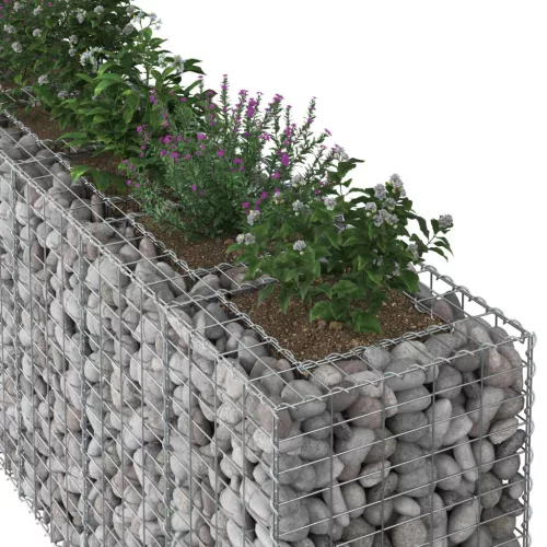  Gabion emelt ágy 2 pcs Ezüst 330 x 50 x 80 cm Horganyzott acél