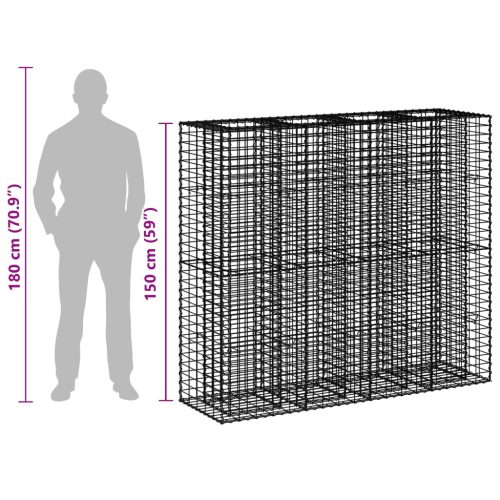  Gabion emelt ágy 2 pcs Ezüst 170 x 50 x 150 cm Horganyzott acél