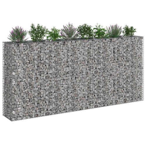  Gabion emelt ágy 4 pcs Ezüst 330 x 50 x 150 cm Horganyzott acél