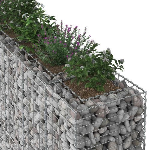  Gabion emelt ágy 4 pcs Ezüst 330 x 50 x 150 cm Horganyzott acél