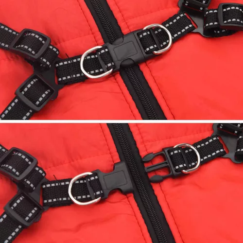  Kutya Kabát hámmal Piros 3XL Terepmintás gyapjú és poliészter