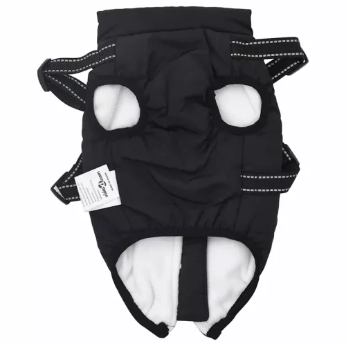 Kutya Kabát hámmal Fekete 2XL Terepmintás gyapjú és poliészter
