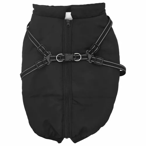  Kutya Kabát hámmal Fekete 4XL Terepmintás gyapjú és poliészter