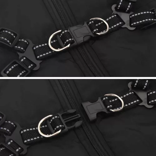  Kutya Kabát hámmal Fekete 4XL Terepmintás gyapjú és poliészter