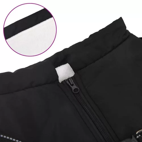  Kutya Kabát hámmal Fekete 4XL Terepmintás gyapjú és poliészter
