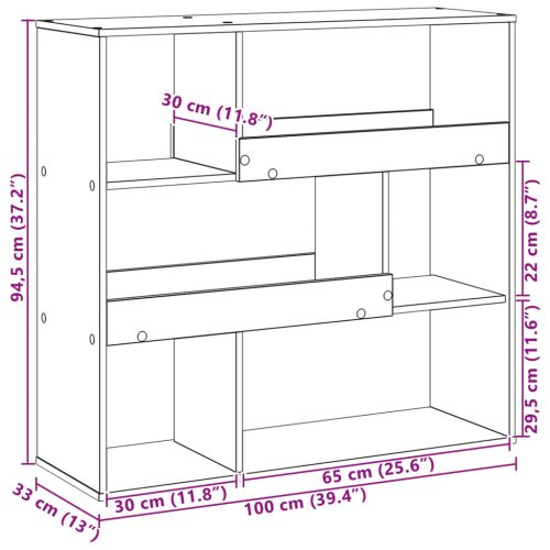  Könyvespolc Fekete tölgy 100 x 33 x 94,5 cm Faanyag