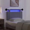  Függesztett ágyfej LED fényekkel Sötétszürke Szövet