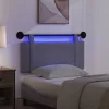  Függesztett ágyfej LED fényekkel Sötétszürke Szövet