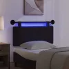  Függesztett ágyfej LED fényekkel Fekete Szövet