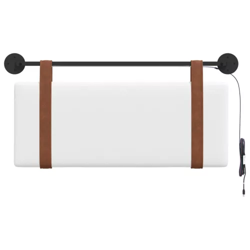  Függesztett ágyfej LED fényekkel Fehér Antik PU