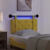  Függesztett ágyfej LED fényekkel Sárga Bársony