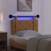  Függesztett ágyfej LED fényekkel Barna Bársony