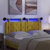  Függesztett ágyfej LED fényekkel Sárga Bársony
