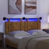  Függesztett ágyfej LED fényekkel Barna Bársony