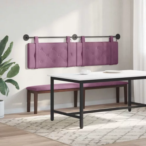 Függesztett ágyfej LED fényekkel Lila Bársony