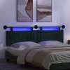  Függesztett ágyfej LED fényekkel Sötétzöld Bársony