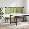  Függesztett ágyfej LED fényekkel Világos zöld Bársony