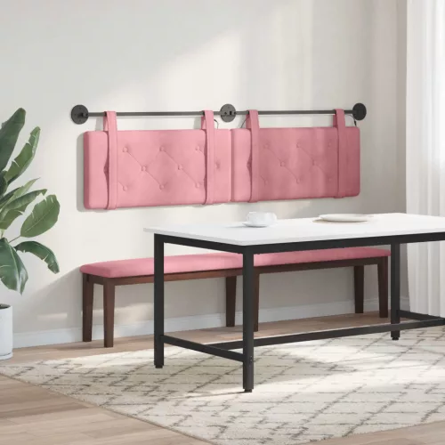  Függesztett ágyfej LED fényekkel Rózsaszín Bársony