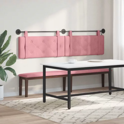  Függesztett ágyfej LED fényekkel Rózsaszín Bársony