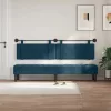  Függesztett ágyfej LED fényekkel Kék Bársony
