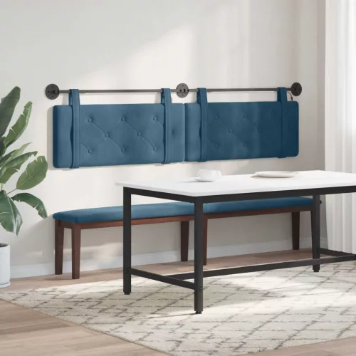  Függesztett ágyfej LED fényekkel Kék Bársony