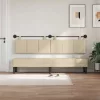  Függesztett ágyfej LED fényekkel Krémszínű Szövet