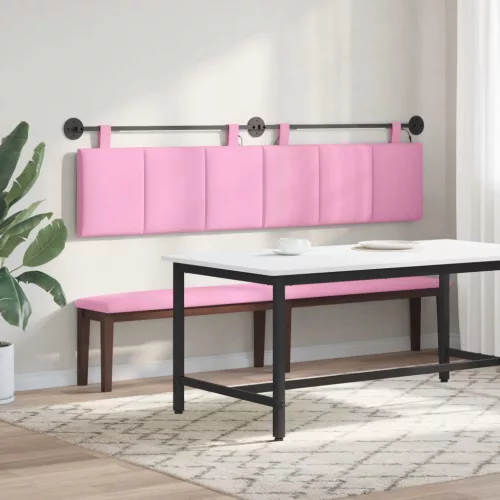  Függesztett ágyfej LED fényekkel Rózsaszín Szövet