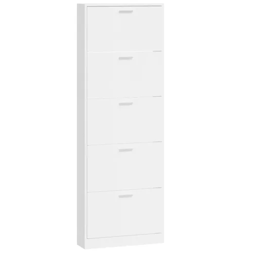  magasfényű fehér szerelt fa cipőszekrény 59 x 17 x 169 cm