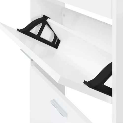  magasfényű fehér szerelt fa cipőszekrény 59 x 17 x 169 cm